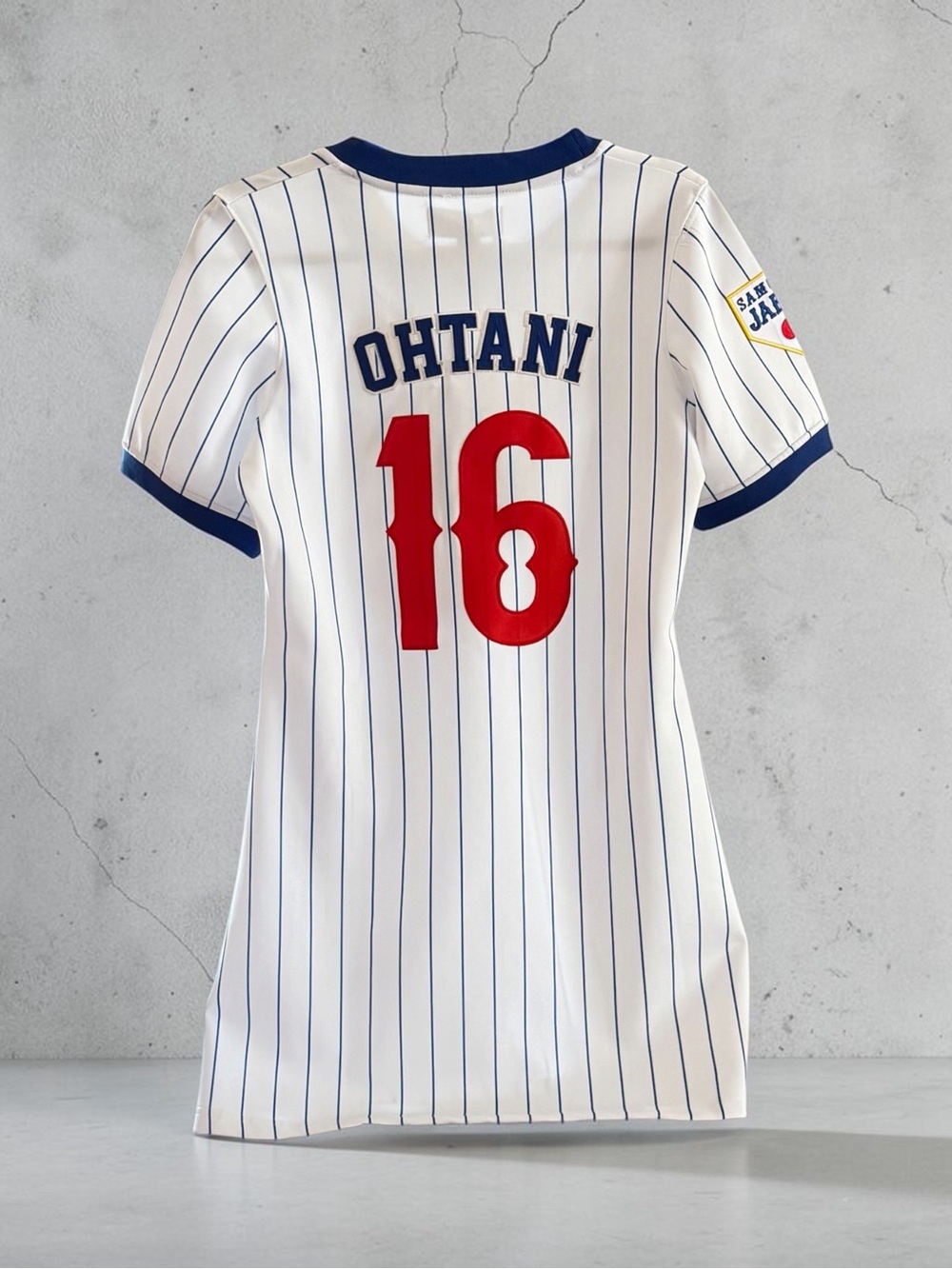 NWT Ohtani #16 Pinstripe Baseball Dress in White & Navy